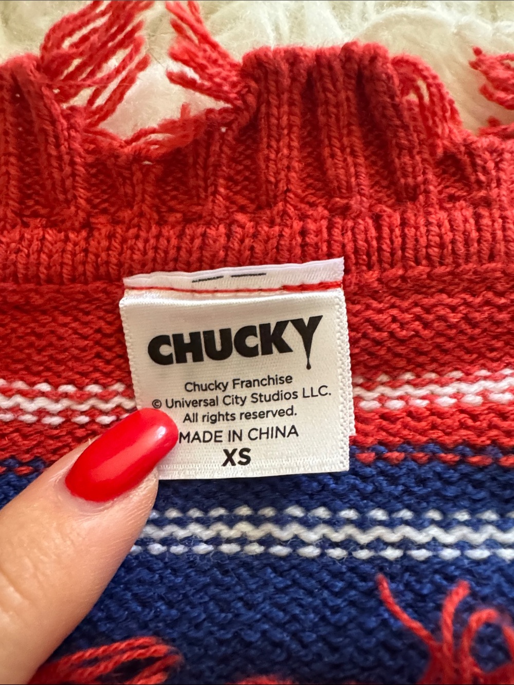 Chucky/ spirit XS women crop Multicolor Stripe Sweater - - Picture 3 of 5
